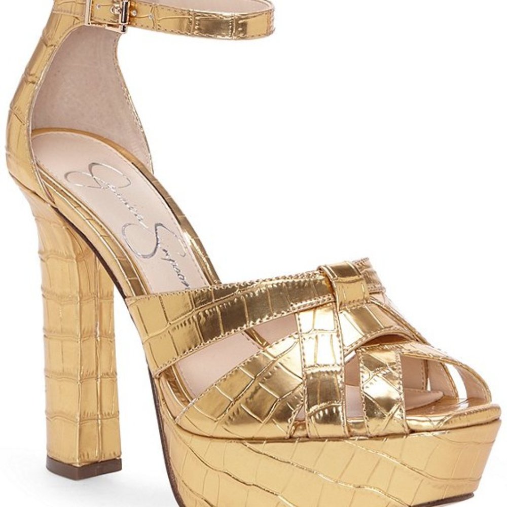 Jessica Simpson Mishka Metallic Croco Embossed